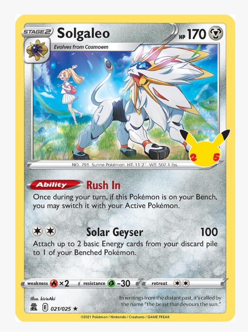 Solgaleo Celebrations Pokemon Trading Card